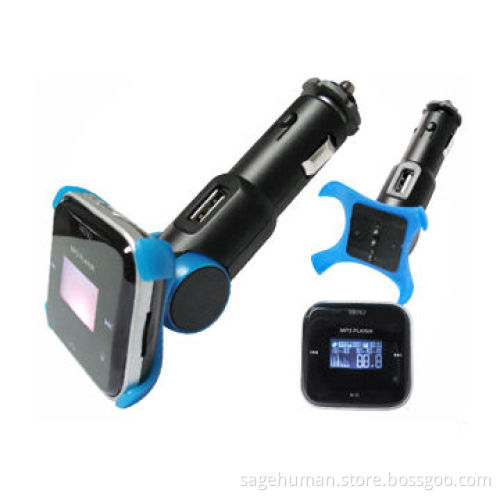 Detachable FM Transmitter with FM Radio/MP3 Player, Car Charger, Built-in Flash Memory